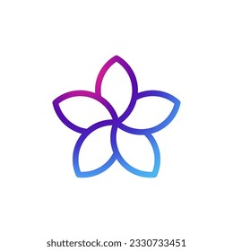 Plumerie flower icon with gradient purple effect.
