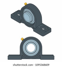 Plummer Block Bearing. Black outline.