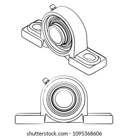 Plummer Block Bearing. Different outline like a brushstrokes.