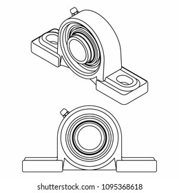 Plummer Block Bearing. Outline only.