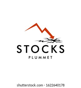 plummet logo design vector image , crisis collapse illustration concept