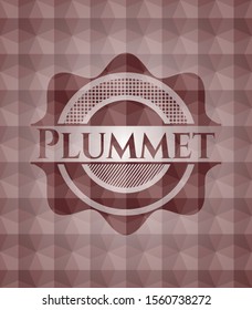 Plummet red emblem with geometric pattern. Seamless.