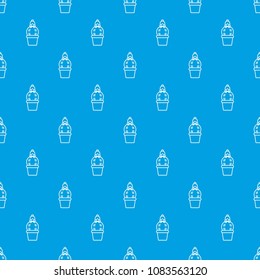 Plump cactus pattern vector seamless blue repeat for any use