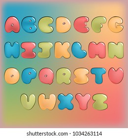 Plump handwritten alphabet vector colorful set. Good for scrap booking, school projects, posters, textiles.
