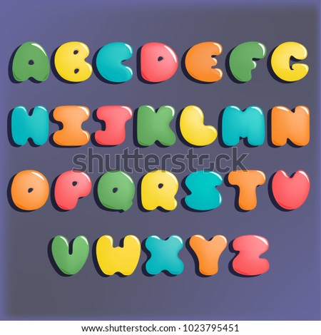 Plump handwritten alphabet vector colorful set.Good for scrap booking, school projects, posters, textiles.