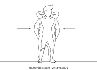 A plump man with a slender body inside. Losing weight to improve your health. World Obesity Day. Vector illustration. Images produced without the use of any form of AI software at any stage. 