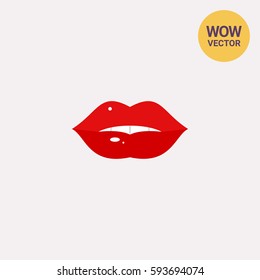 Plump red lips icon
