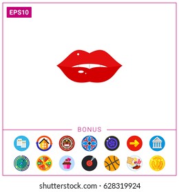 Plump red lips icon