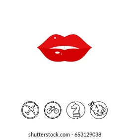 Plump red lips icon