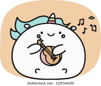 Plump Unicorn playing guitar