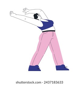 Plump Woman Character Dance Happily at Party Vector Illustration