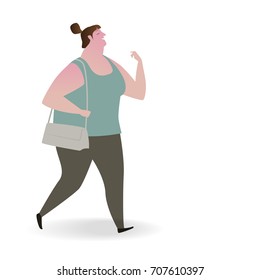 The plump woman in creative flat vector character design. Vector illustration of a flat design.