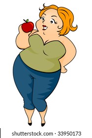 Plump Woman eating apple - Vector