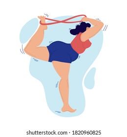 A plump woman goes in for sports. Icon.Vector. Isolated background.