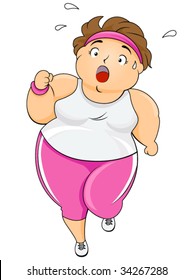 Plump woman Jogging - Vector