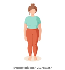 A plump woman on a white background. Cartoon design.
