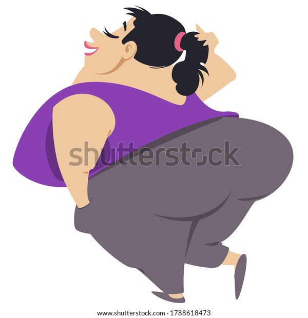 太った女は自分を満足させる 太った女の子 面白い人々 ストックイラスト のベクター画像素材 ロイヤリティフリー