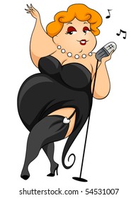 Plump woman singing - Vector