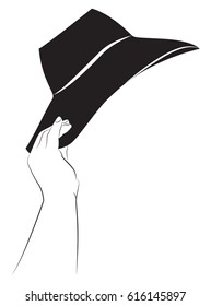 Plump woman's hand holds a hat. Vector illustration