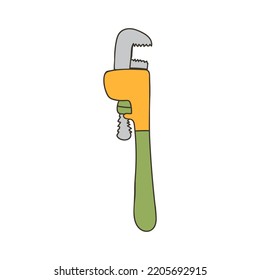 Plumping tool colorful doodle illustration in vector. Plumping tool colorful icon in vector. Repair equipment colorful illustration in vector.