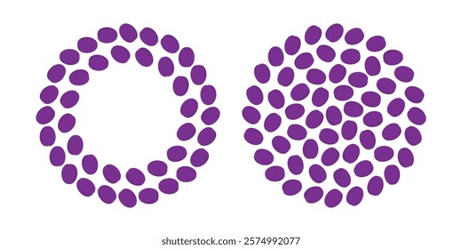 Plums Circular frame and round Background Texture in purple. Summer Copy space and backdrop Template
