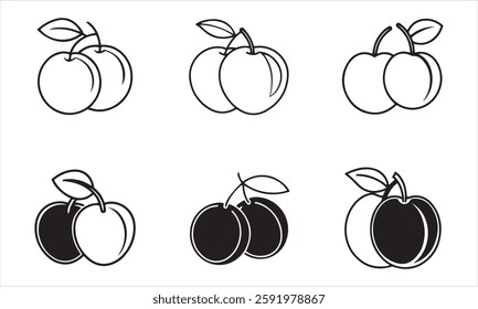 plums line art vector illustration.