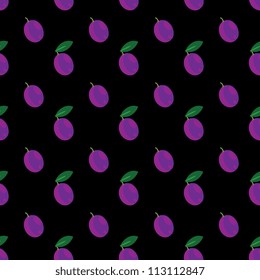 Plums seamless patterns
