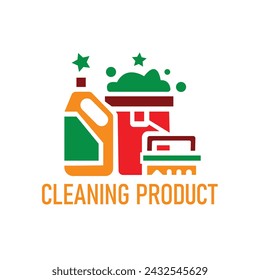 Plunger brush detergent spring cleaning tool vector illustration