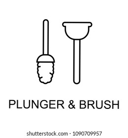 plunger and brush icon. Element of web icon for mobile concept and web apps. Detailed plunger and brush icon can be used for web and mobile. Premium icon on white background