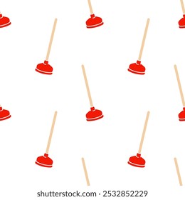 Plunger cartoon seamless pattern, Vector.