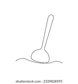 Plunger drawn by one line. Sketch. Continuous line drawing tool. Hand drawn vector illustration.