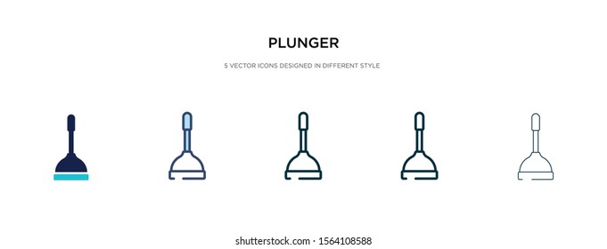 plunger icon in different style vector illustration. two colored and black plunger vector icons designed in filled, outline, line and stroke style can be used for web, mobile, ui