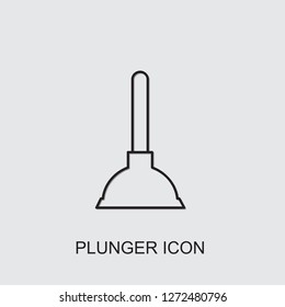 plunger icon . Editable line plunger icon from cleaning. Trendy plunger icon for web and mobile.