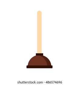 Plunger icon in flat style isolated on white background. Cleaning symbol vector illustration