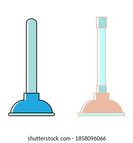 El émbolo. Icono del émbolo en estilo plano. Se utiliza cuando el lavabo se obstruye. Instrumento para limpiar el retrete. Símbolo de color. Icono de limpieza de inodoros. Ilustración del vector aislada en fondo blanco