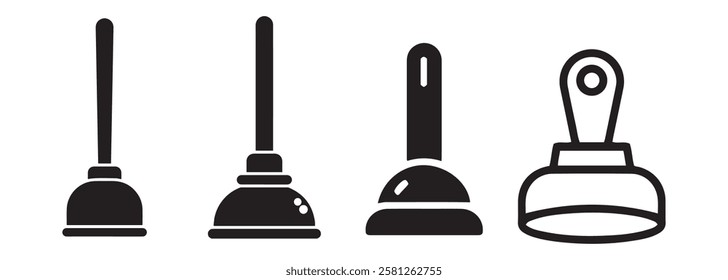 Plunger Icon set for mobile concept and web design vector illustration.