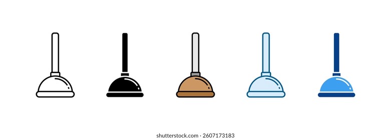 Plunger Icon Set Multiple Style Collection