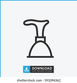 plunger icon. Simple outline plunger vector icon. On white background.