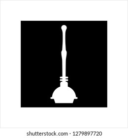 Plunger Icon, Suction Drain Cleaning Tool Vector Art Illustration