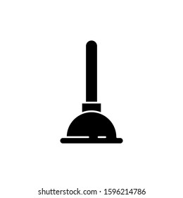 Plunger icon template in black flat design on white background, Plunger symbol vector sign isolated on white background illustration for graphic and web design
