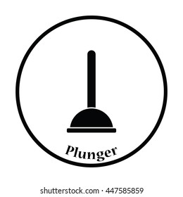 Plunger icon. Thin circle design. Vector illustration.
