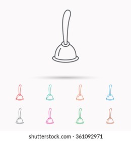 Plunger icon. Toilet cleaning tool sign. Linear icons on white background.