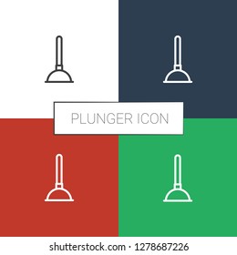 plunger icon white background. Editable outline plunger icon from cleaning. Trendy plunger icon for web and mobile.