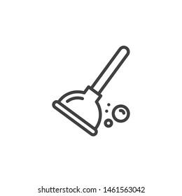 Plunger line icon. linear style sign for mobile concept and web design. Plumbing tool outline vector icon. Symbol, logo illustration. Vector graphics