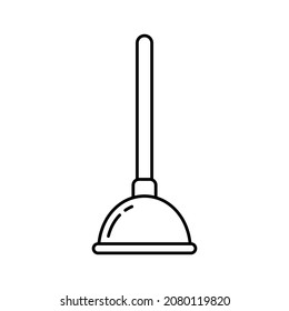 Plunger linear icon. Outline simple vector. Contour isolated pictogram on white background