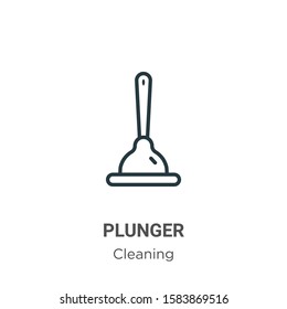 Plunger outline vector icon. Thin line black plunger icon, flat vector simple element illustration from editable cleaning concept isolated on white background