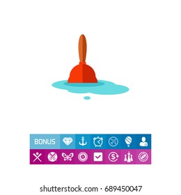 Plunger and puddle vector icon