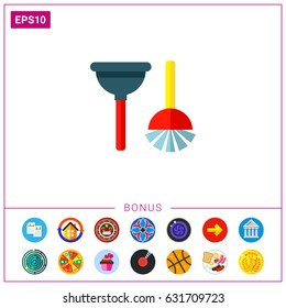 Plunger and Toilet Brush Icon