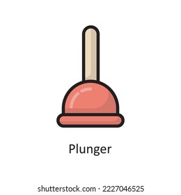 Plunger  Vector Filled Outline Icon Design illustration. Housekeeping Symbol on White background EPS 10 File