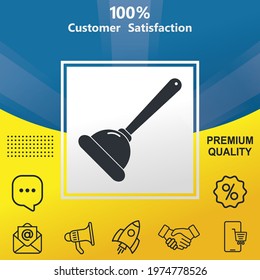 Plunger vector glyph color icon. With yellow and blue background option